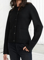 Damen Strickjacke mit Knopfleiste - Eleganter Cardigan-Schwarz-XS-Luzern Mode