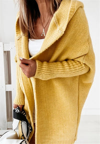 Damen Strickjacke Oversize - Kuscheliger Cardigan für Herbst-Gelb-S-Luzern Mode