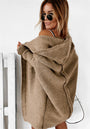 Damen Strickjacke Oversize - Kuscheliger Cardigan für Herbst-Khaki-S-Luzern Mode