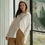 Damen Strickjacke Oversize mit Knöpfen - Gemütlicher Look-Elfenbein-XS-Luzern Mode