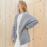 Damen Strickjacke Oversize mit Knöpfen - Gemütlicher Look-Luzern Mode