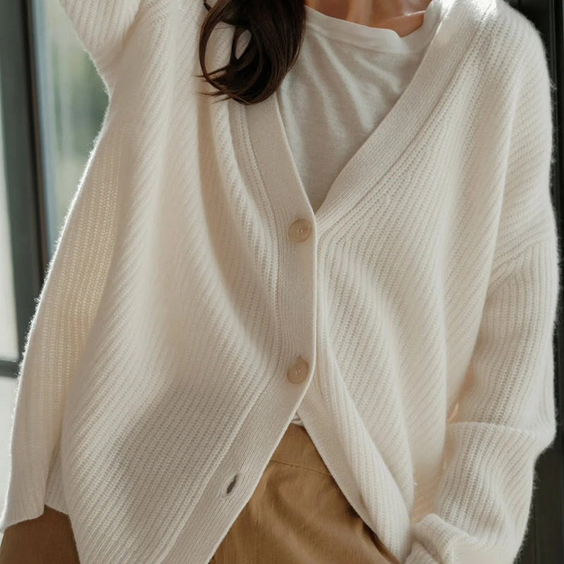 Damen Strickjacke Oversize mit Knöpfen - Gemütlicher Look-Luzern Mode