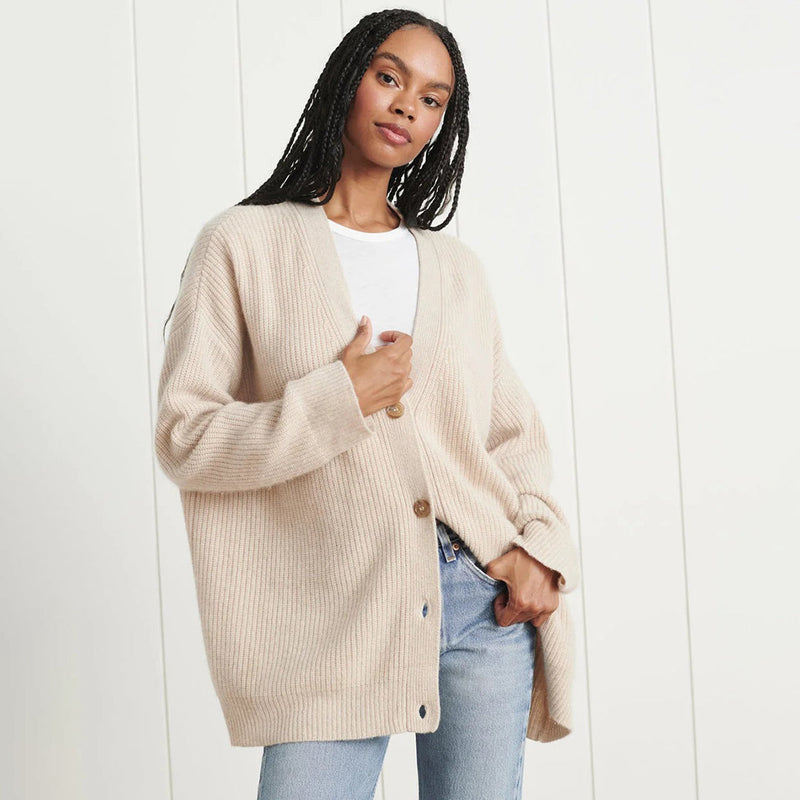 Damen Strickjacke Oversize mit Knöpfen - Gemütlicher Look-Luzern Mode