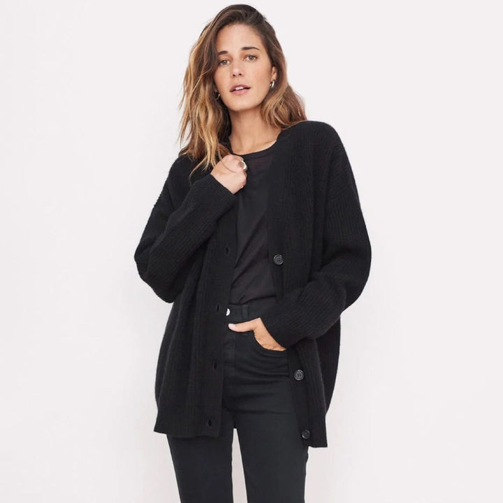 Damen Strickjacke Oversize mit Knöpfen - Gemütlicher Look-Luzern Mode