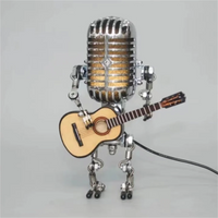 Tischlampe | Mikrofon | Gitarre | Retro | E27 Fassung | Metall-Gelb-Luzern Mode