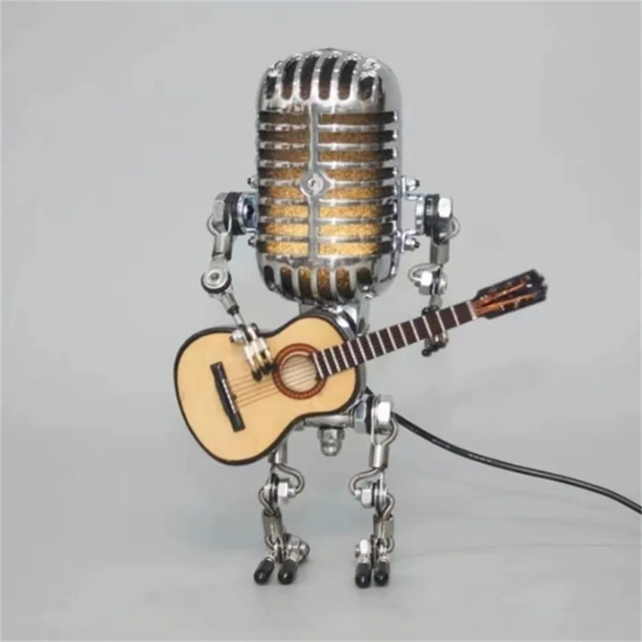 Tischlampe | Mikrofon | Gitarre | Retro | E27 Fassung | Metall-Gelb-Luzern Mode