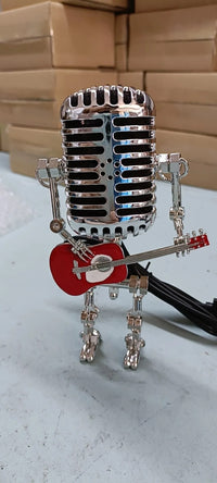 Tischlampe | Mikrofon | Gitarre | Retro | E27 Fassung | Metall-Rot-Luzern Mode