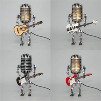 Tischlampe | Mikrofon | Gitarre | Retro | E27 Fassung | Metall-Luzern Mode