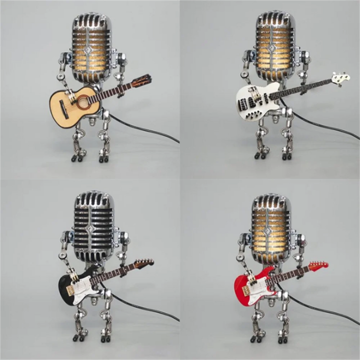 Tischlampe | Mikrofon | Gitarre | Retro | E27 Fassung | Metall-Luzern Mode