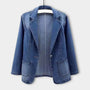 Damen Blazer aus Jeansstoff mit Taschen für Freizeit-Look-Blau-S-Luzern Mode