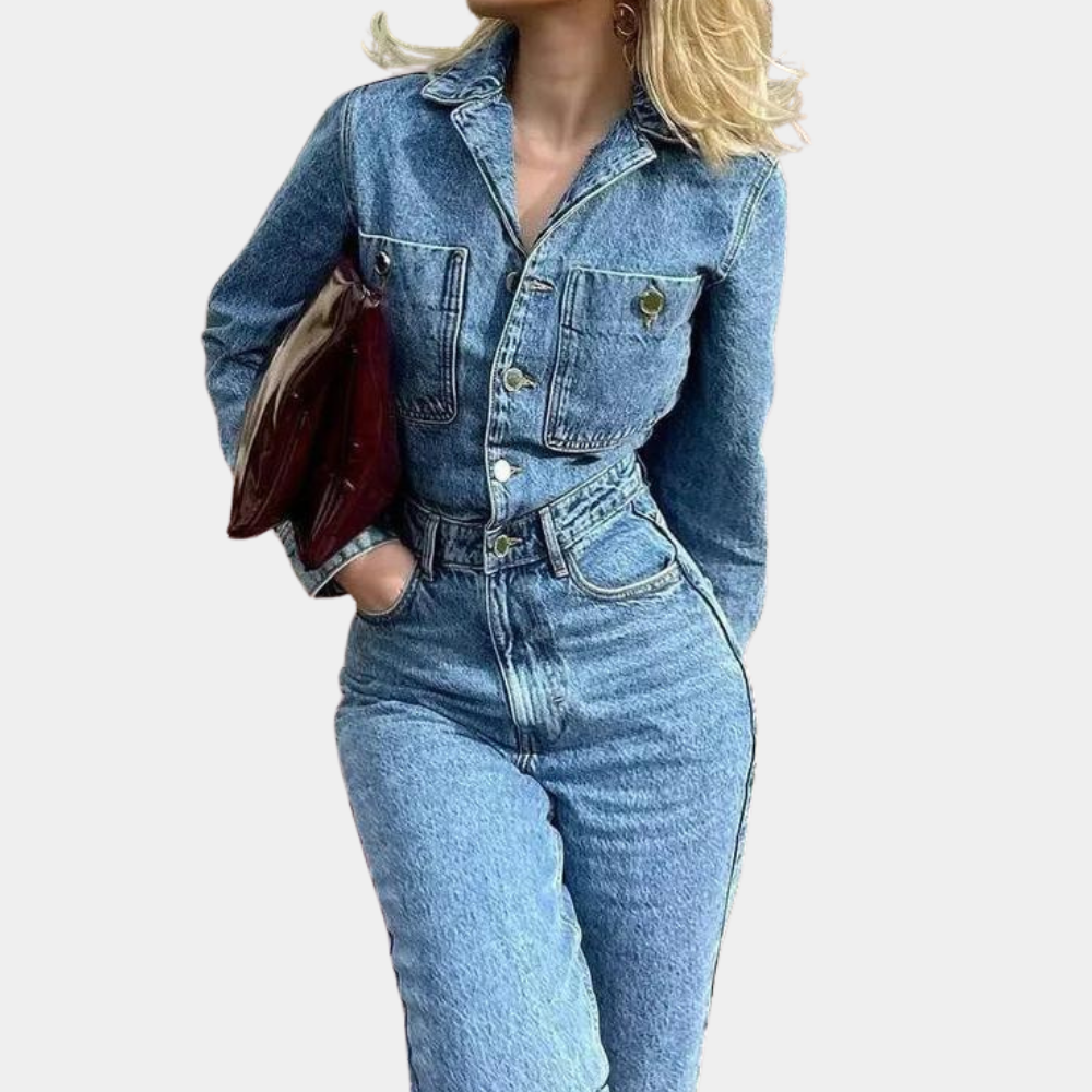 Damen Denim Jumpsuit - Modischer Einteiler für Alltag-Luzern Mode