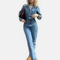 Damen Denim Jumpsuit - Modischer Einteiler für Alltag-Blau-XS-Luzern Mode