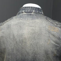 Herren Denim Jacke mit Reißverschluss und Stehkragen-Luzern Mode