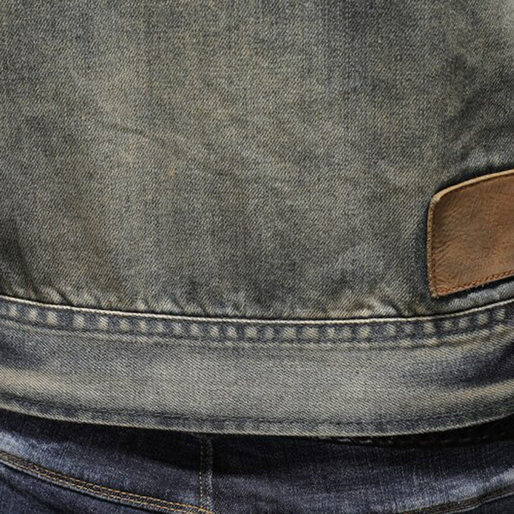Herren Denim Jacke mit Reißverschluss und Stehkragen-Luzern Mode