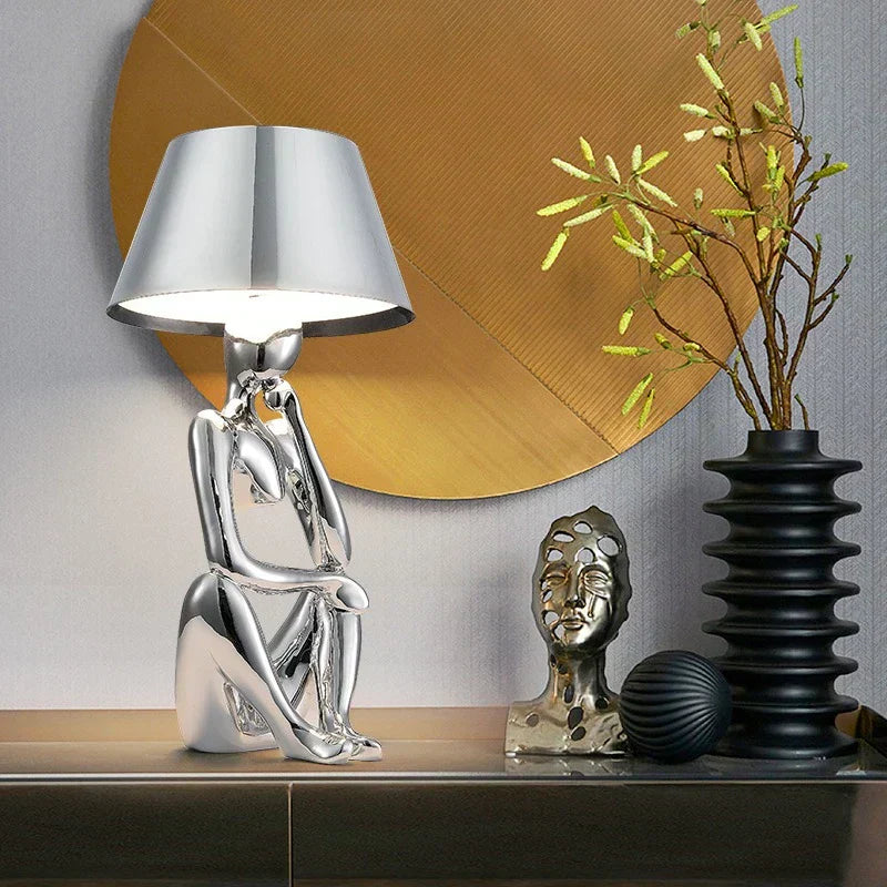 Tischlampe | Designer Einzigartig Stilvoll Modern Vielseitig Langlebig-Silber A-Luzern Mode