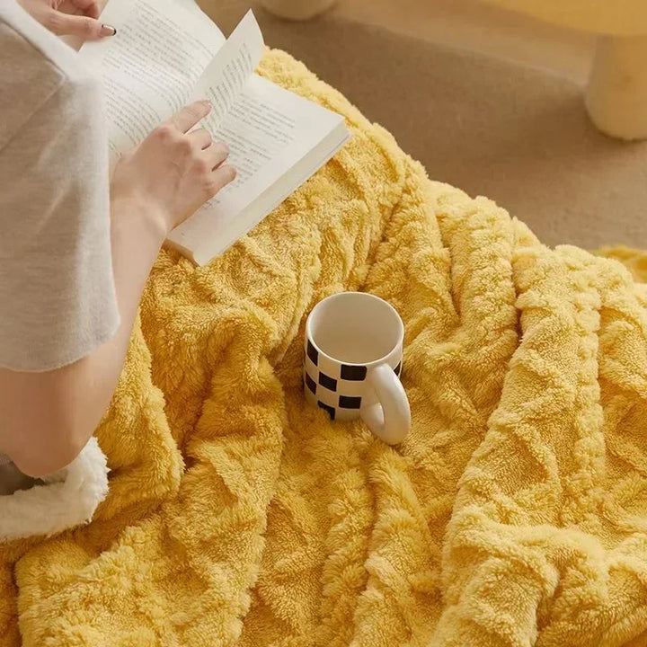 Fleece-Decke | Warm Weich Komfortabel Einfarbig Luxus Stilvoll Vielseitig-Gelb-70x100cm-Luzern Mode