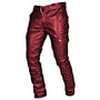 Herren Leder Motorrad Hose mit Cargo Taschen, PU Material-Rot-S-Luzern Mode