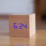 Digitale Wecker | LED | Quadratisch | Kabellos | Datum | Temperatur-Holz & Blau-Luzern Mode