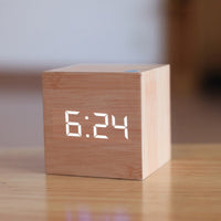 Digitale Wecker | LED | Quadratisch | Kabellos | Datum | Temperatur-Holz & Weiß-Luzern Mode