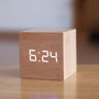 Digitale Wecker | LED | Quadratisch | Kabellos | Datum | Temperatur-Holz & Weiß-Luzern Mode