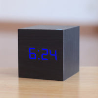 Digitale Wecker | LED | Quadratisch | Kabellos | Datum | Temperatur-Schwarz Blau-Luzern Mode