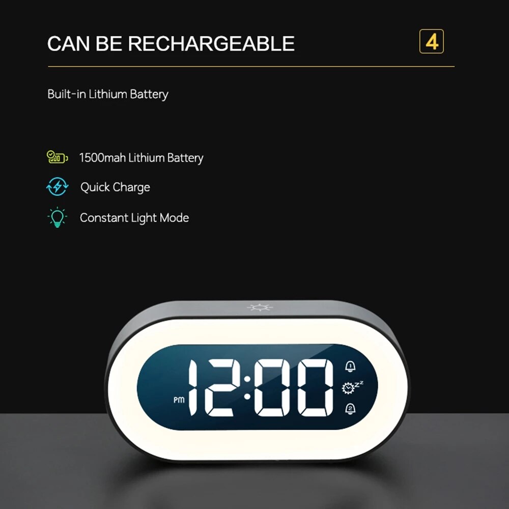 Digitaler Wecker | Nachtlicht Vielseitig Beruhigend LED USB-C Dimmbar-Luzern Mode