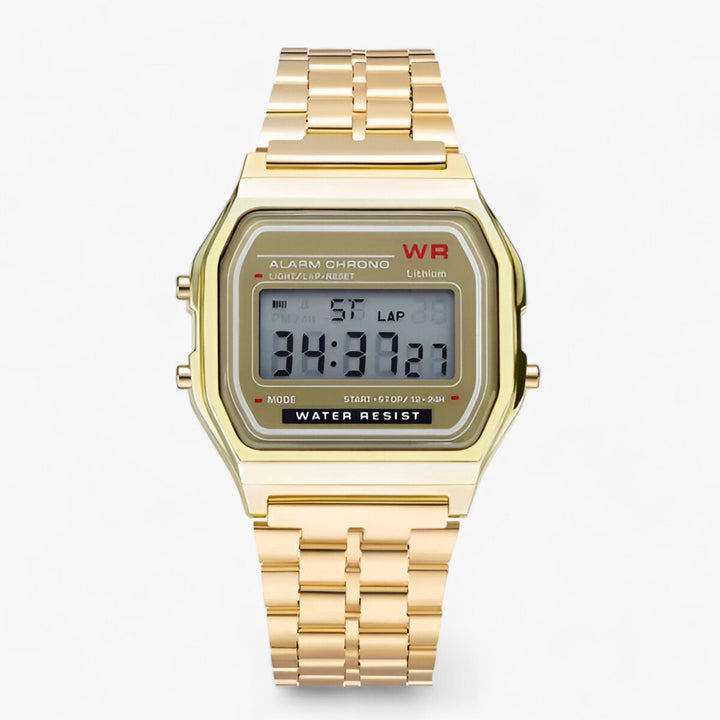Retro Digitaluhr mit Alarm und Stoppuhr, Wasserdicht-Gold-Luzern Mode