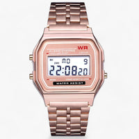 Retro Digitaluhr mit Alarm und Stoppuhr, Wasserdicht-Roségold-Luzern Mode