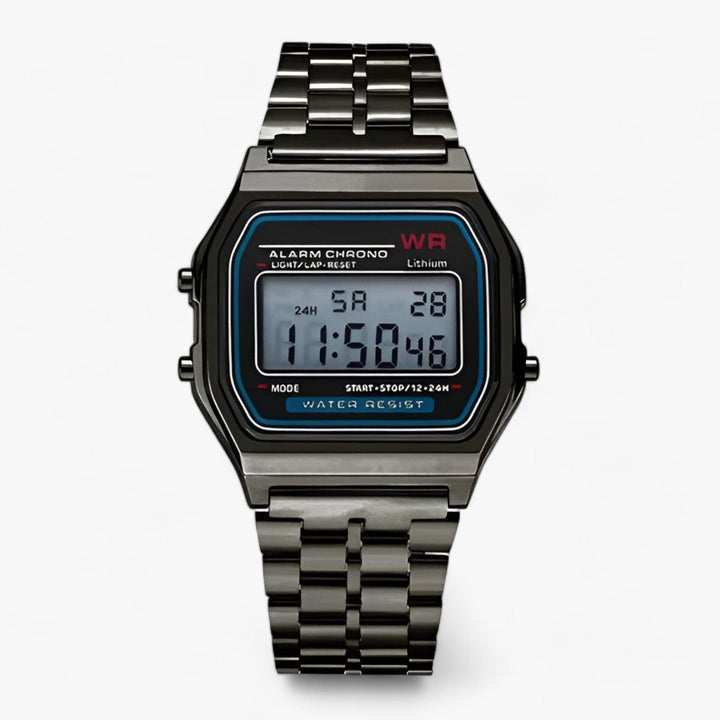 Retro Digitaluhr mit Alarm und Stoppuhr, Wasserdicht-Schwarz-Luzern Mode