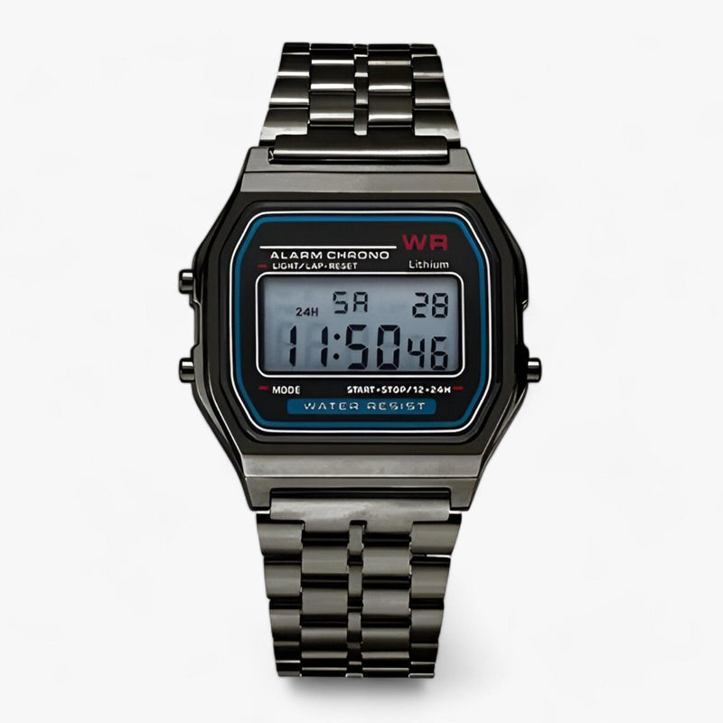 Retro Digitaluhr mit Alarm und Stoppuhr, Wasserdicht-Schwarz-Luzern Mode