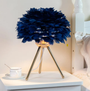 Tischlampe mit Federn | Weich | LED | Dimmbars | Verkabelt | Metall-Blau-Luzern Mode
