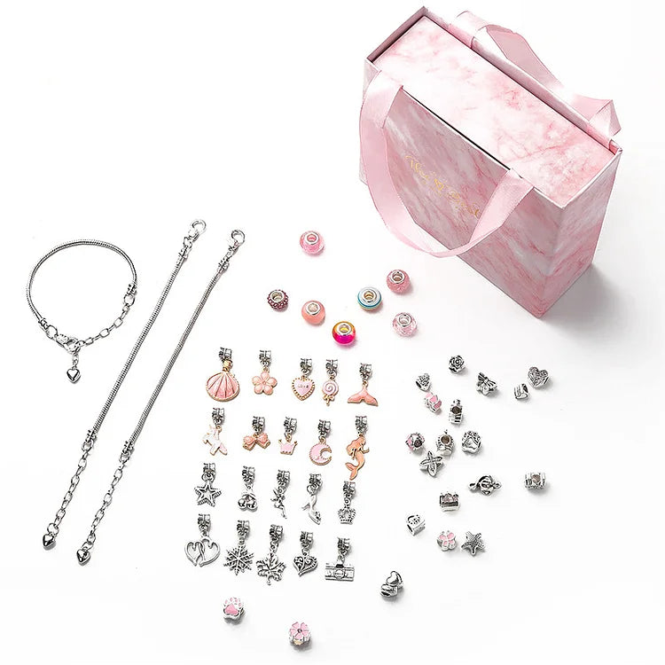 Armband Set mit Charms und Geschenkbox - Crystalli Schmuck-Rosa-Luzern Mode