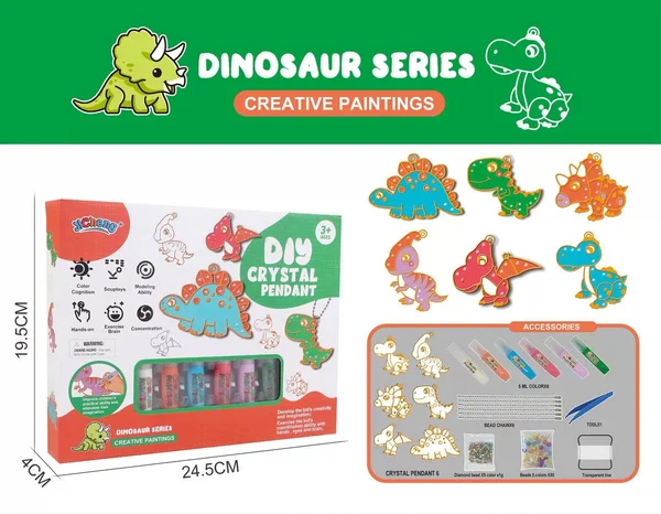Schlüsselanhänger-Malset | Kreativ Funkelnd Vielseitig Malen-Dinosaurier-Luzern Mode