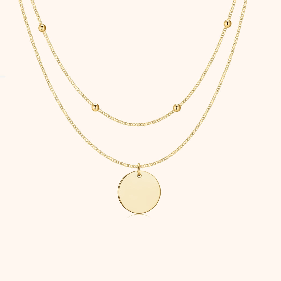 Medaillonkette | Doppel Stilvoll Trendy Vielseitig Einzigartig Silber-Gold-Luzern Mode