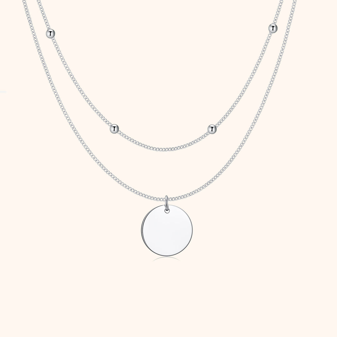 Medaillonkette | Doppel Stilvoll Trendy Vielseitig Einzigartig Silber-Silber-Luzern Mode