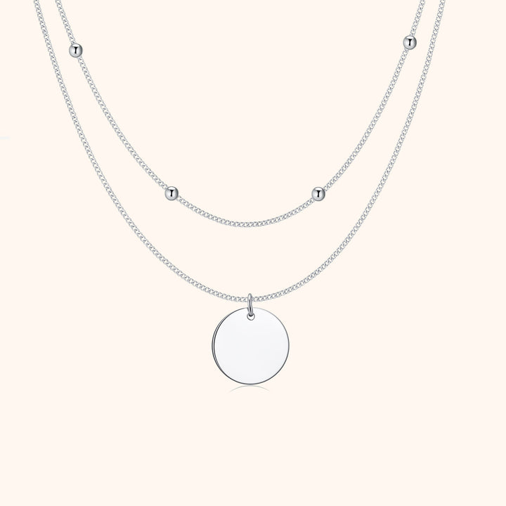 Medaillonkette | Doppel Stilvoll Trendy Vielseitig Einzigartig Silber-Silber-Luzern Mode