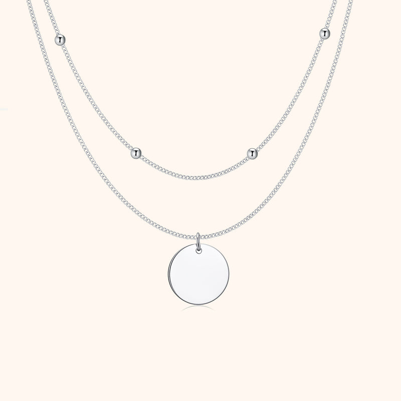 Medaillonkette | Doppel Stilvoll Trendy Vielseitig Einzigartig Silber-Silber-Luzern Mode