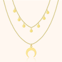 Damen Halskette | Mond Stilvoll Doppel Einzigartig Silber Langlebig-Gold-Luzern Mode