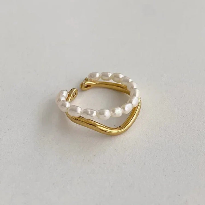 Goldener Perlenring | Verstellbar One Size Langlebig Stilvoll Einzigartig-Luzern Mode