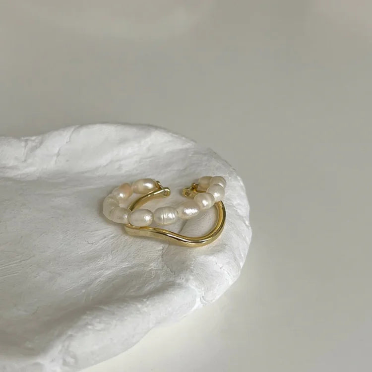 Goldener Perlenring | Verstellbar One Size Langlebig Stilvoll Einzigartig-Luzern Mode