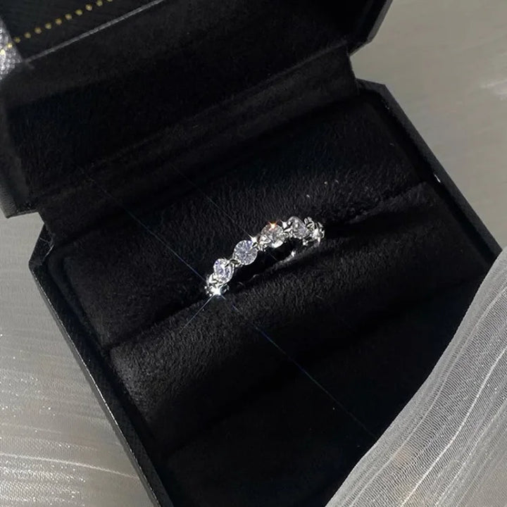 Silbernes Ringset | 2-teilig Sternen Langlebig Zirkonia Verstellbar-Mehrere Steine-Luzern Mode