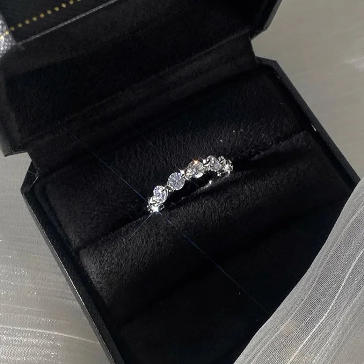 Silbernes Ringset | 2-teilig Sternen Langlebig Zirkonia Verstellbar-Mehrere Steine-Luzern Mode