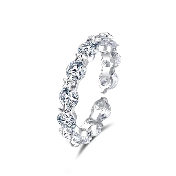 Silbernes Ringset | 2-teilig Sternen Langlebig Zirkonia Verstellbar-Luzern Mode