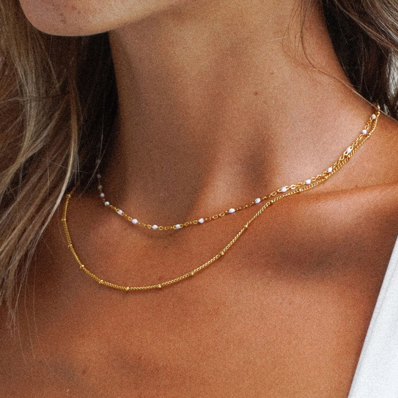 Halskette für Damen | Choker | Doppelreihe | Gold | Elegant | Zeitlos-Luzern Mode