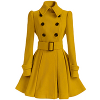 Damen Trenchcoat mit Gürtel und Knöpfen - Eleganter Look-Gelb-S-Luzern Mode