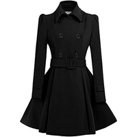 Damen Trenchcoat mit Gürtel und Knöpfen - Eleganter Look-Schwarz-S-Luzern Mode