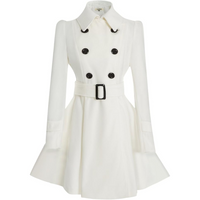 Damen Trenchcoat mit Gürtel und Knöpfen - Eleganter Look-Weiß-S-Luzern Mode