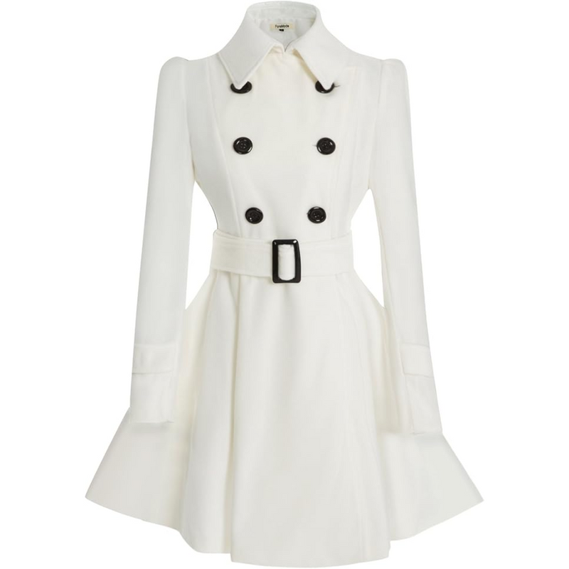 Damen Trenchcoat mit Gürtel und Knöpfen - Eleganter Look-Weiß-S-Luzern Mode