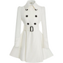 Damen Trenchcoat mit Gürtel und Knöpfen - Eleganter Look-Weiß-S-Luzern Mode