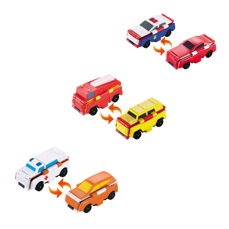 Spielzeugauto-Set | Set aus 6 Doppelseitig Interaktiv Langlebig-Einsatzfahrzeuge-Luzern Mode